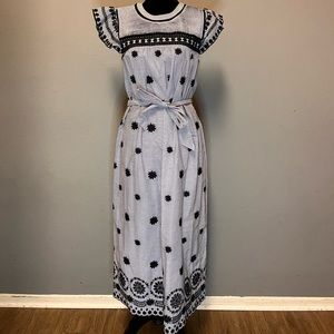 Zara Striped Embroidered Dress